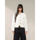 MONZO international high-end brand spring new top-stitched white denim jacket round neck casual jacket top short coat white S