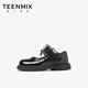 TEENMIX Children's Shoes 2026 Spring New Girls' Versatile Leather Shoes Princess Shoes Bow Tie Performance Shoes Soft Sole Shallow Mouth Single Shoes Black 35
