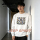 JEEP SPIRIT Van Gogh Art Printed Sweater Men's 2026 Spring New Fashion Brand Loose Round Neck Long Sleeve Bottoming Shirt Men White S 95-120Jin Jin is equal to 0.5 kg