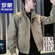 ROMON 2025 Autumn Men's Jacket Slim Stand Collar Zipper Handsome Style Jacket Khaki L