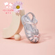 Fuluo Mi Girls Toddler Shoes Summer Sweet and Fashionable Princess Shoes Children's Baotou Breathable Baby Sandals Silver 25