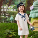 ASK JUNIOR girls' skirt summer children's short-sleeved round neck T-shirt skirt girls' travel vacation dress ice leather jacket white
