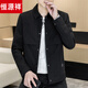 Hengyuanxiang autumn jacket men's new lapel short administrative workwear for young and middle-aged people solid color Korean style small casual jacket black M