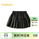 Balabala shopping mall same style children's clothing children's short skirt girls 2026 new spring and autumn imitation leather pleated skirt black 90001 90