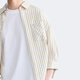 GXG Men's Wear Shopping Mall Same Style Three Quarter Sleeve Shirt 2026 Summer New Product G26X032033 Rice White Strips XL