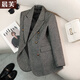 Chenfu woolen suit jacket for women spring and autumn new high-end wool small back slit casual fashion temperament suit regular style gray suit L recommended 105-114 Jin Jin equals 0.5 kg