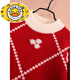 HAL.DUCK Girls' Red Sweater 2026 Autumn and Winter New Style Children's Winter Wear Medium and Large Children's Velvet Thickened Knitted Bottoming Sweater Red 140 cm
