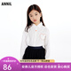 Annai children's clothing girls lapel long-sleeved shirt 2025 spring and autumn new style medium and large children's white shirt versatile off-white 150