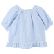 Xiaoyinman children's clothing girls plaid shirt lace hem 26 summer large children puff sleeve casual top blue grid 120