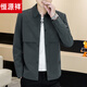 Hengyuanxiang autumn jacket men's new lapel short administrative workwear for young and middle-aged people solid color Korean style small casual jacket black M