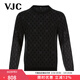 VJC autumn and winter men's new plaid wool long-sleeved sweater D24DC2731 black flower regular M 48