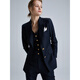 TIE FOR HER luxury series color number 038 Wu Qianyu style navy dark plaid wool commuter suit navy blue suit DOM038 M