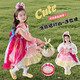 G.duck Lolita Princess Dress Girls Spring Autumn Summer Children's Dress Fashionable Cute Girl Birthday Gift Puff Skirt Pony Headdress + Necklace (Not shipped if purchased alone) 100
