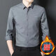 K-Boxing Men's Long Sleeve Shirt 23 Winter New Solid Color Slim Business Casual Plus Velvet Thickened Warm Shirt Gray S (100-115 Jin Jin equals 0.5 kg)