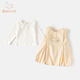 Banxidi girls dress spring 2026 new style baby princess dress suit one-year-old dress spring and autumn children's skirt beige 90