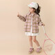 LUSON Children's Clothing Baby Plaid Shirt Women's Long Sleeve 2026 Spring New Style Girls Casual Shirt with Jacket Pink Plaid 80