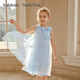 BALABALA Girls Skirt Children's Dress 2026 New Summer Sleeveless Vest Skirt Mesh Sweet Princess Blue Tone 00388 90