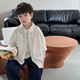 Boys white shirt long sleeve black 2025 new spring children's shirt jacket handsome top spring and autumn trendy black 140