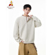 Scarecrow hand-stitched Henry collar sweatshirt for men 2026 spring new trendy brand couple loose pullover top, apricot color HW3801 M