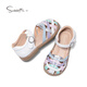 Snuffy Girls Sandals Colorful Braided Children's Roman Sandals Summer Comfortable Little Girls Beach Shoes White/Color 27