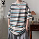 Playboy (PLAYBOY) striped short-sleeved t-shirt summer men's suit handsome with design high street jeans student thin set two-piece set A57 blue + yellow mud jeans M recommended 85-105Jin Jin equals 0.5 kg