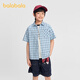 BALABALA balaOne Balabala boys short-sleeved shirt children's big children's shirt 2026 new summer dress pure cotton blue tone 00488 110