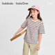 Bala Bala One children's short-sleeved T-shirt boys and girls 2026 new summer striped quick-drying parent-child red tone 00466 100
