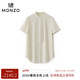 MONZO international first-line brand heavy craftsman lace commuting casual all-match acetate short-sleeved shirt women's summer Gardenia White S