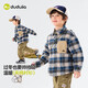 Dudujia Boys' Shirts Winter Children's Plaid Jackets Women's Plaid Fashion Versatile Autumn and Winter Style Shirts Trendy Navy 90