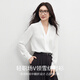 Shandubila Commuting White Shirt Women's Business Wear V-Neck Slim Shirt Elegant Chiffon Shirt White XL
