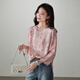 SOFSIL 2026 Spring New Mulberry Silk Fashion Casual Versatile Printed Shirt Women's Round Neck Breathable Drape Top