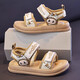 LINGLI Girls Sandals Summer 2026 New Children's Shoes Princess Sandals Fashionable Soft Soled Little Girls Roman Beach Shoes Khaki 26