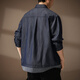 Bmuvlss high-end brand men's high-end American retro denim solid color denim shirt men's 2026 spring and summer new contrast color denim blue L suitable for 130-150Jin Jin equals 0.5 kg