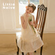 Little Naive Girls Glossy Sleeveless Dress Summer Versatile Children's Solid Color Irregular Tank Top Beige 160