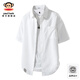 Big mouth monkey (paul frank) loose lapel short-sleeved shirt men's summer new trendy brand casual versatile solid color simple and comfortable shirt jacket white official authentic 3XL recommended 160-175Jin Jin equals 0.5 kg