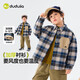 Dudujia Boys' Shirts Winter Children's Plaid Jackets Women's Plaid Fashion Versatile Autumn and Winter Style Shirts Trendy Navy 90