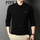 PTPK trendy brand embroidered Paul cotton long-sleeved polo shirt for men spring and autumn new business casual men's lapel T-shirt gray L 50 recommended 130-150Jin Jin equals 0.5 kg