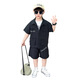 Ultraman Boys Workwear Suit Summer 2025 New Fashionable Cool Children's Shirt for Small and Medium-sized Children, Fashionable Baby Boy Summer Clothes Short Sleeves, Black 90 cm