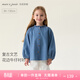 MARC&JANIE Mark Jenny retro literary girls' lace denim shirt baby shirt 2026 spring new style 560151 light denim 130 cm (recommended height 121-130cm)