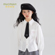 Mucmukn Tencel Lyocell Girls Bow Embroidered Shirt Medium and Big Kids Cool Tencel Cotton Detachable Tie Top White 110 cm
