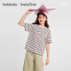 Bala Bala One children's short-sleeved T-shirt boys and girls 2026 new summer striped quick-drying parent-child red tone 00466 100