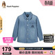Hush Puppies children's clothing boys' denim shirt spring big children's casual lapel cotton shirt light denim 120