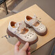 Girls' Shoes Children's Princess Small Leather Shoes 2026 Spring New Baby Girl Simple Campus Girls Black Single Shoes Off-White Size 34 Inner Length Approximately 20.8cm