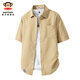 Big mouth monkey (paul frank) loose lapel short-sleeved shirt men's summer new trendy brand casual versatile solid color simple and comfortable shirt jacket white official authentic 3XL recommended 160-175Jin Jin equals 0.5 kg