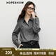 Red sleeve (hopeshow) high-end versatile shirt 2025 winter new women's intellectual style slimming French petty bourgeoisie top ash 056 M