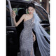 Mofu banquet evening dress 2026 elegant lady French dress fishtail light luxury sequined dress picture color long XS