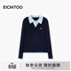 EICHITOO fake two-piece college style navy blue sweater 2025 winter new women's long-sleeved sweater ENZAJ4Q047A navy blue inlay 52 M