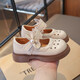 Girls' Shoes Children's Princess Small Leather Shoes 2026 Spring New Baby Girl Simple Campus Girls Black Single Shoes Off-White Size 34 Inner Length Approximately 20.8cm