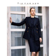 TIE FOR HER luxury series color number 038 Wu Qianyu style navy dark plaid wool commuter suit navy blue suit DOM038 M