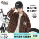 Little Elephant Ham children's clothing boys' long-sleeved shirt children's plaid shirt spring jacket spring new fashion style black plaid 130 cm